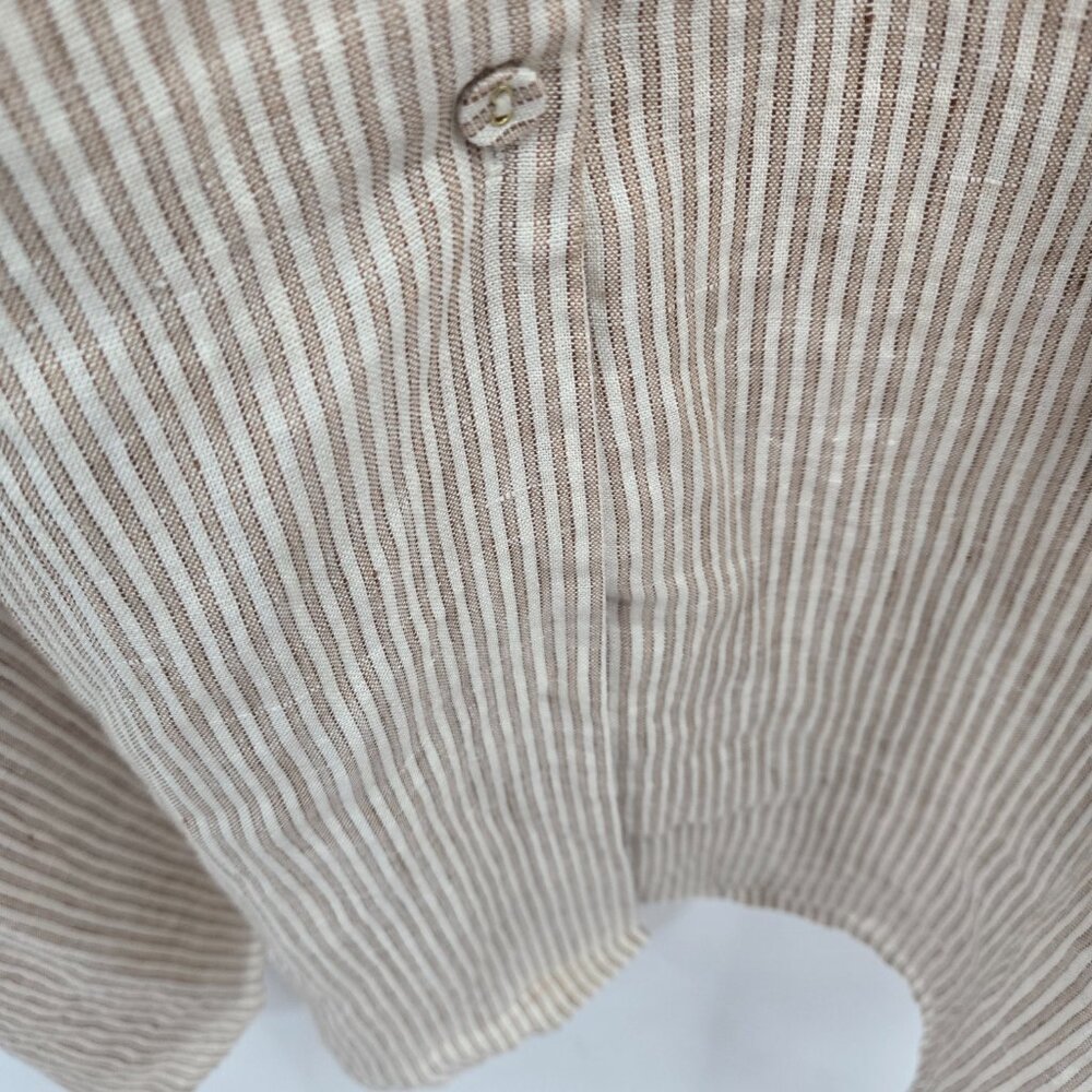 Magaschoni Creme Brown Striped Linen Cotton Pockets Maxi Dress Small - Picture 8 of 16